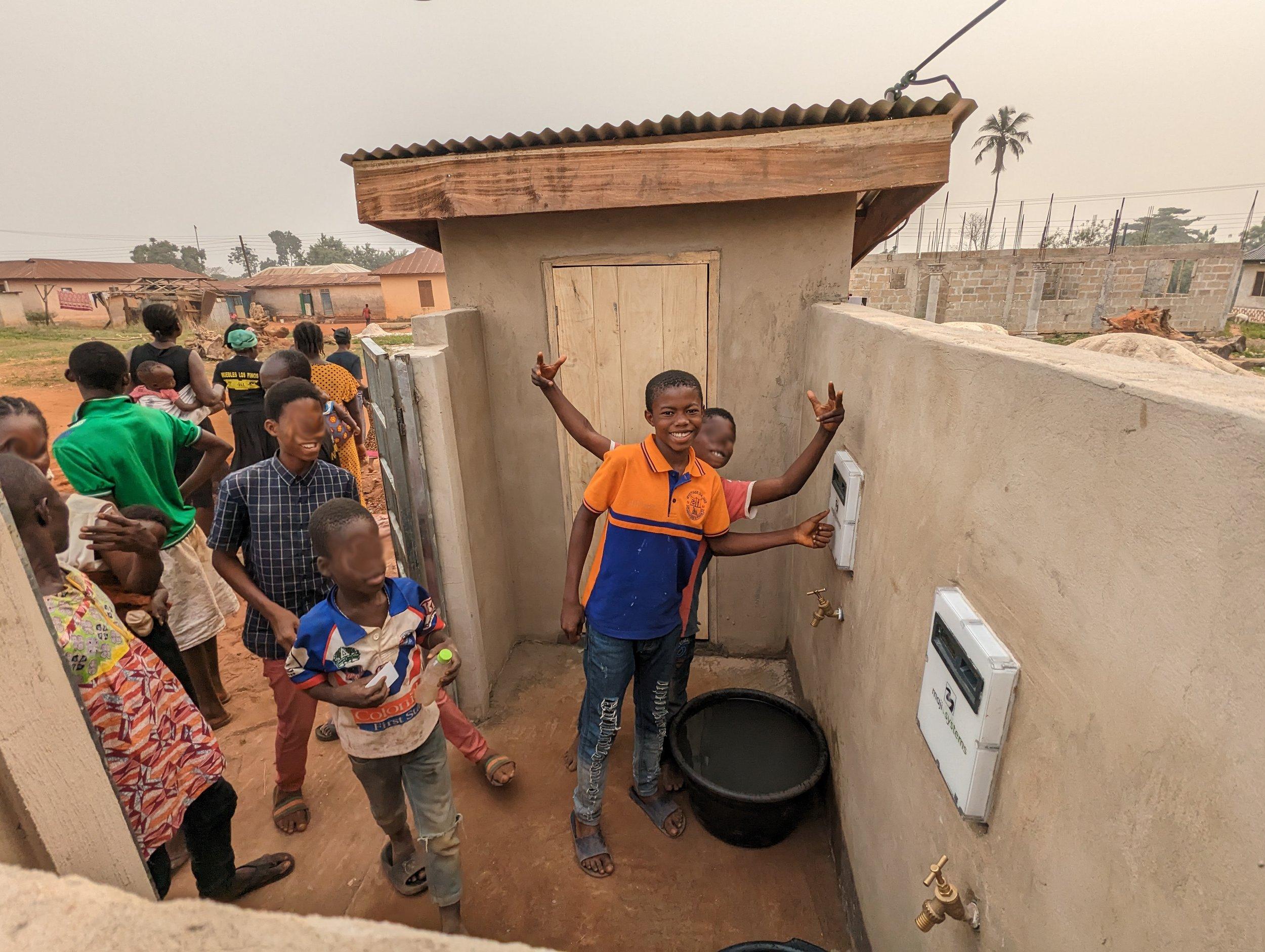 A Maji Community Dispenser installed at a village standpipe in the Ashanti Region, Ghana